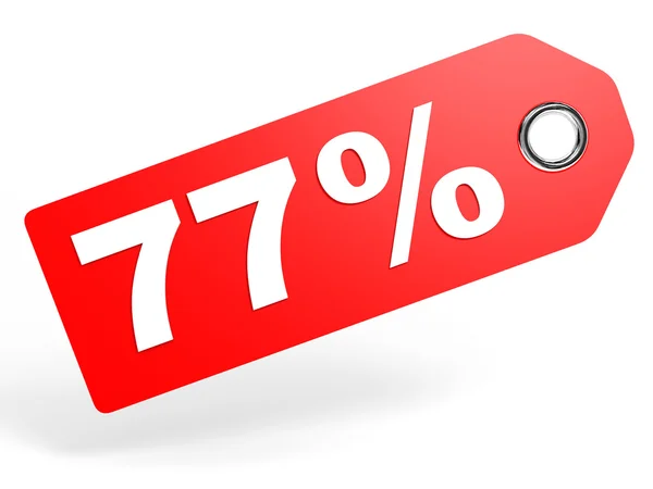 77 percent red discount tag on white background. — Stock Photo, Image