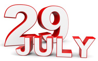 29 Temmuz. Beyaz arka plan üzerinde 3D metin.