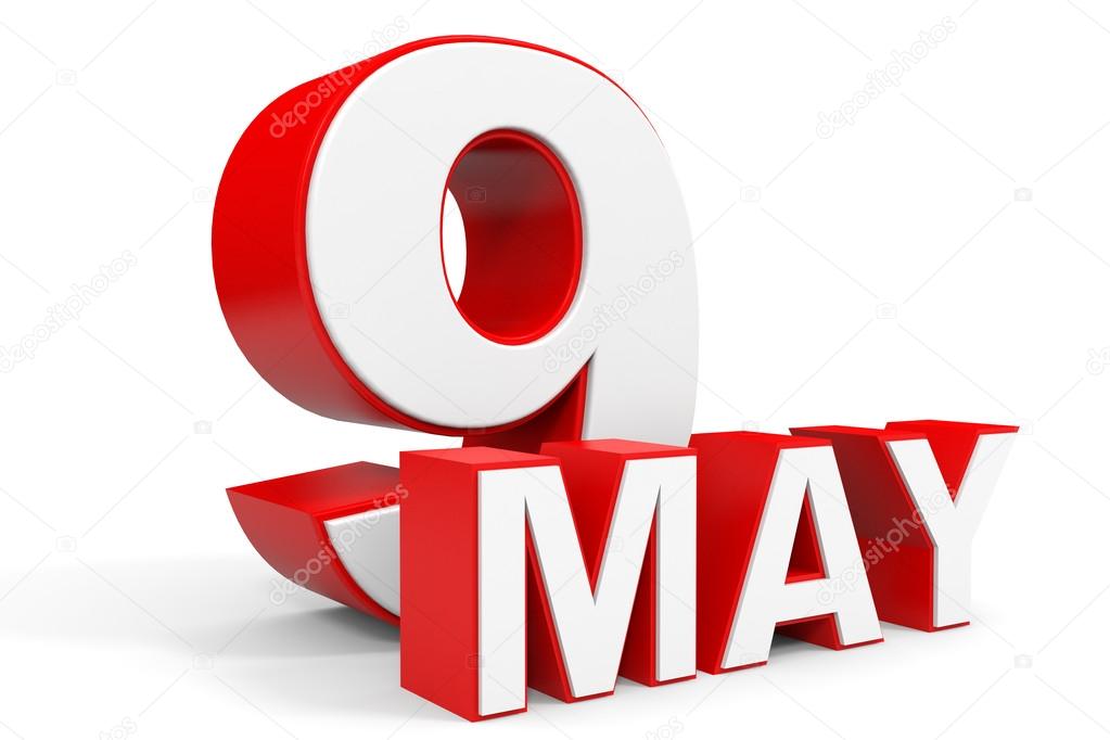 May 9. 3d text on white background.