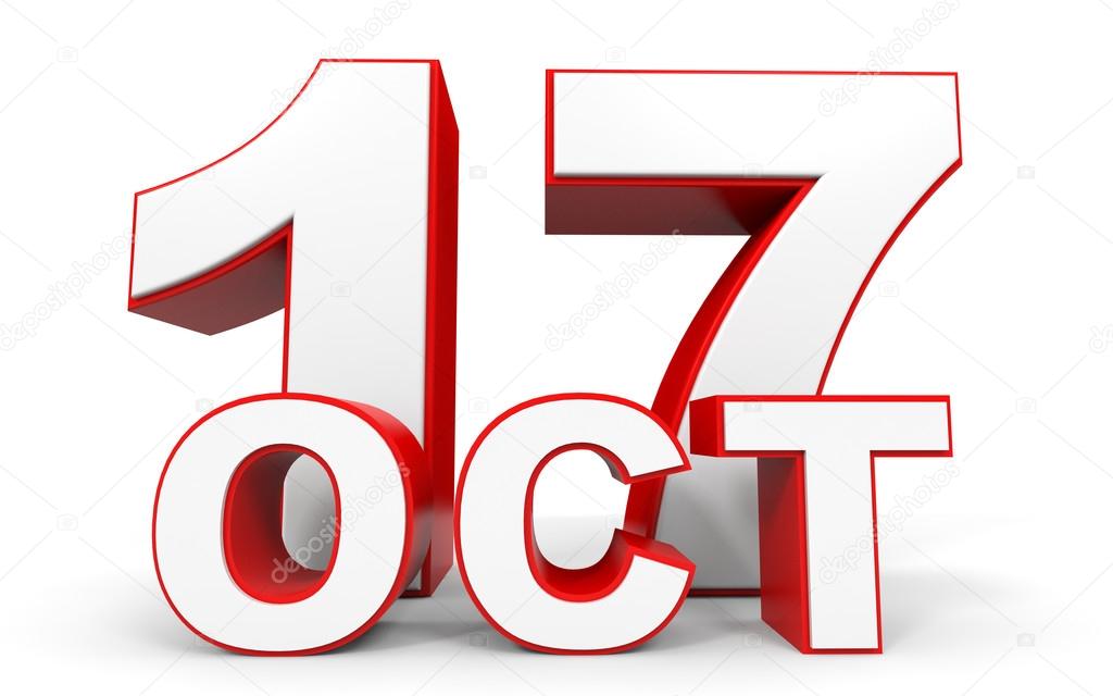 October 17. 3d text on white background.