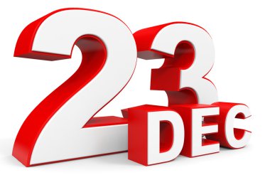 Aralık 23. Beyaz arka plan üzerinde 3D metin.