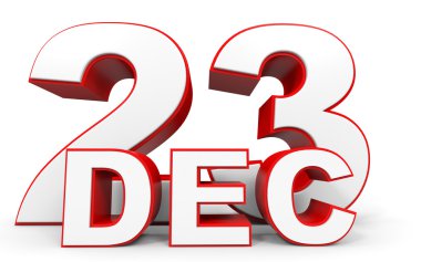 Aralık 23. Beyaz arka plan üzerinde 3D metin.