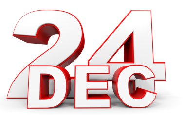 24 Aralık. Beyaz arka plan üzerinde 3D metin.