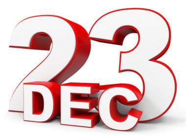 Aralık 23. Beyaz arka plan üzerinde 3D metin.