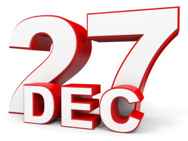 27 Aralık. Beyaz arka plan üzerinde 3D metin.