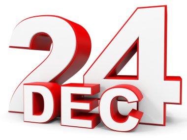 24 Aralık. Beyaz arka plan üzerinde 3D metin.