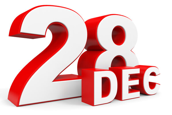 December 28. 3d text on white background.