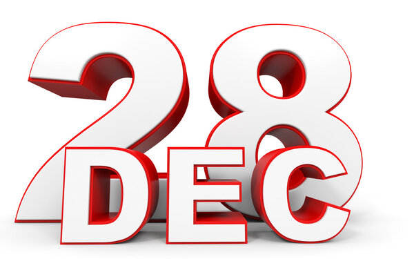 December 28. 3d text on white background.