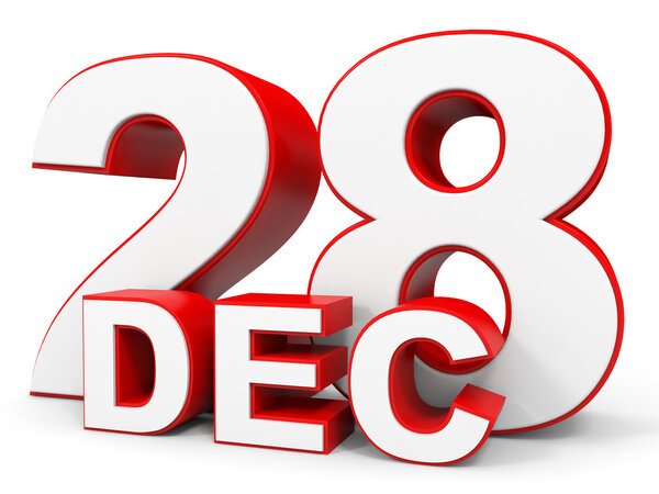 December 28. 3d text on white background.