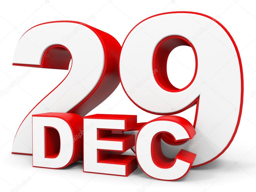 December 29. 3d text on white background.