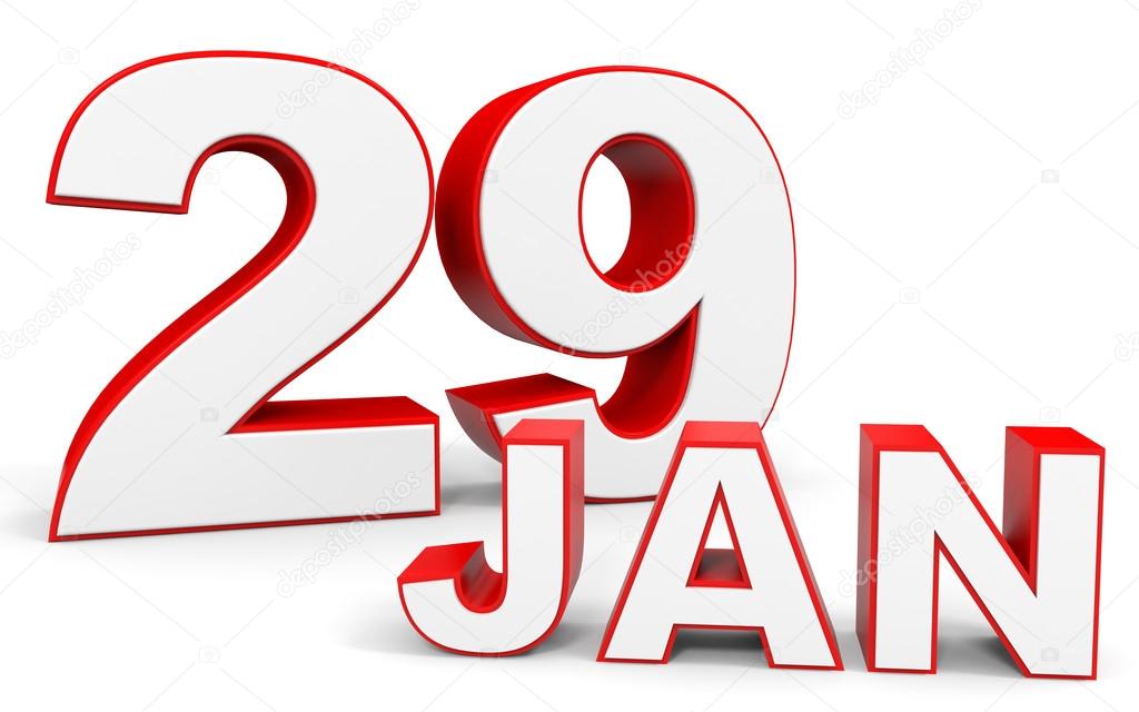 January 29. 3d text on white background.