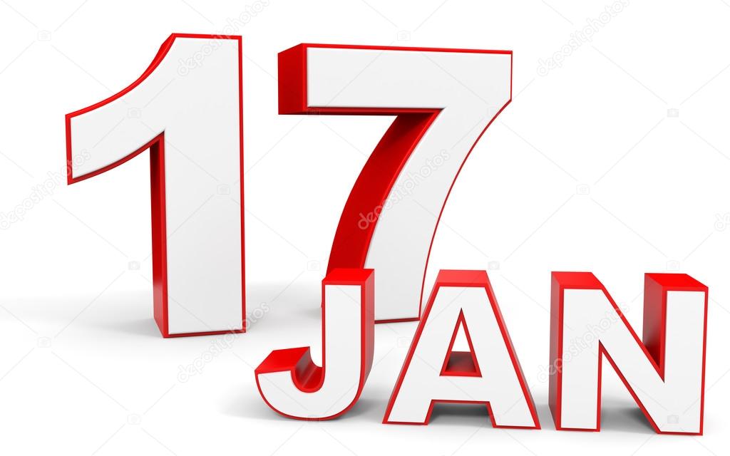 January 17. 3d text on white background.