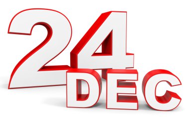 24 Aralık. Beyaz arka plan üzerinde 3D metin.