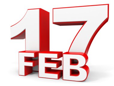 17 Şubat. Beyaz arka plan üzerinde 3D metin.