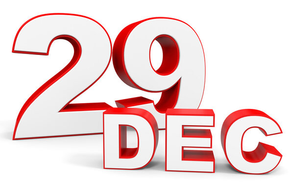 December 29. 3d text on white background.