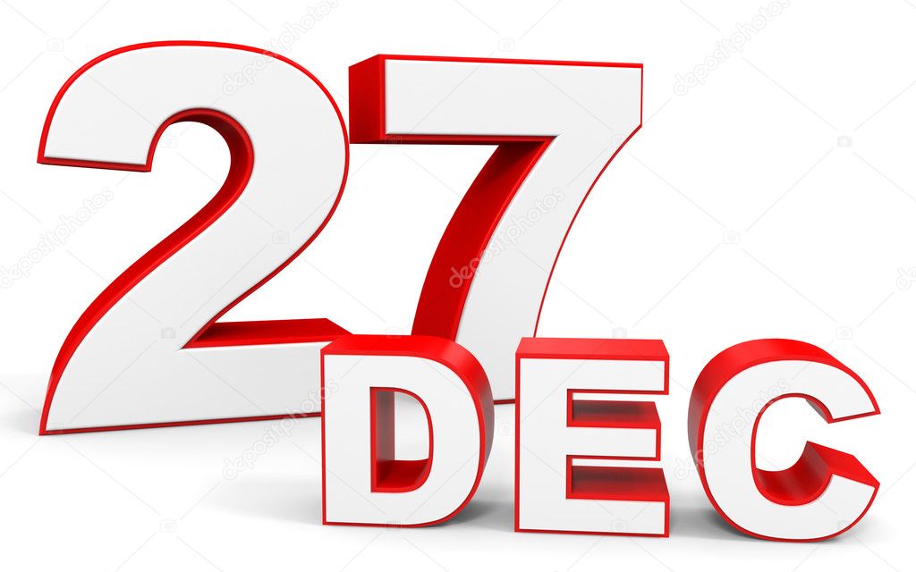 December 27. 3d text on white background.