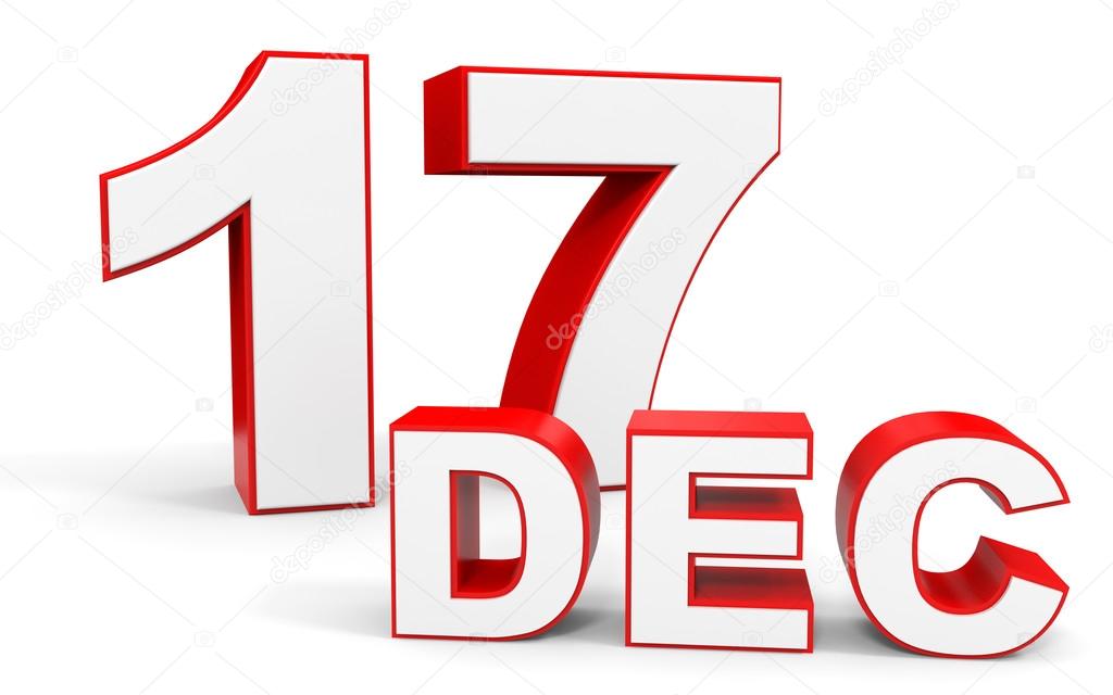 December 17. 3d text on white background.