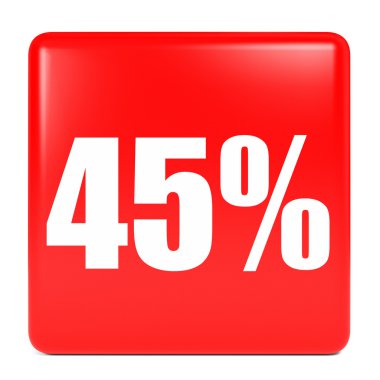 Kapalı yüzde 45 indirim. 3D çizim.