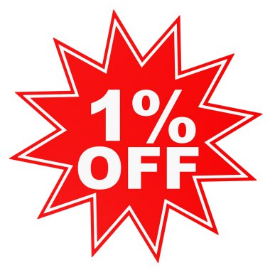 Yüzde 1 kapalı indirim. 3D çizim.