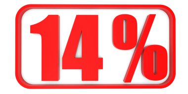 Kapalı yüzde 14 indirim. 3D çizim.