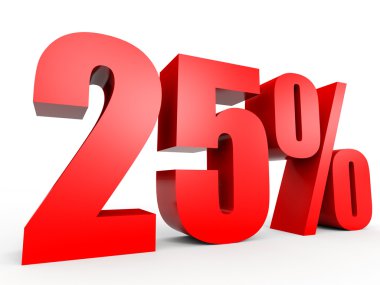 Kapalı yüzde 25 indirim. 3D çizim.