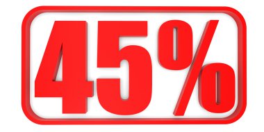 Kapalı yüzde 45 indirim. 3D çizim.