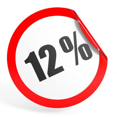 Kapalı yüzde 12 indirim. 3D çizim.