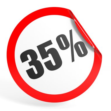 Yüzde 35'i kapalı indirim. 3D çizim.