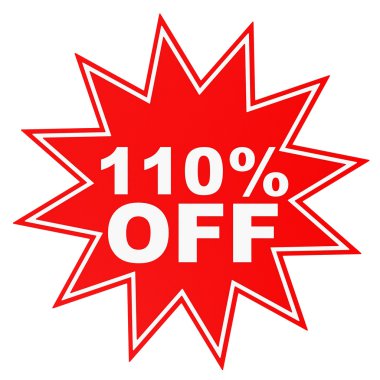 Yüzde 110 kapalı indirim. 3D çizim.