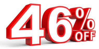 Kapalı yüzde 46 indirim. Beyaz arka plan üzerinde 3D çizim.