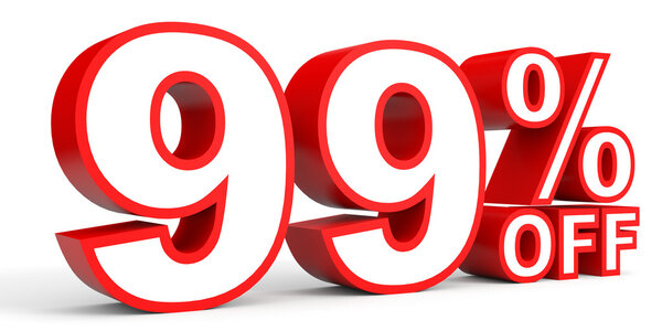 Скидка 99%. 3D иллюстрация на белом фоне
.