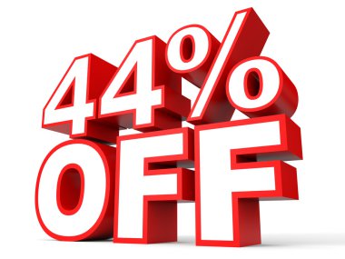 Kapalı yüzde 44 indirim. Beyaz arka plan üzerinde 3D çizim.