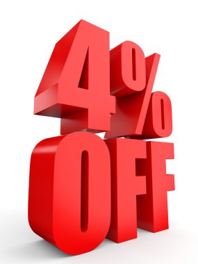 Kapalı yüzde 4 indirim. Beyaz arka plan üzerinde 3D çizim.