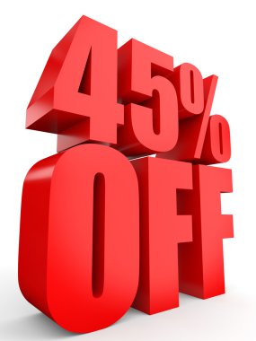 Kapalı yüzde 45 indirim. Beyaz arka plan üzerinde 3D çizim.