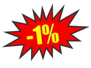 Yüzde 1 kapalı indirim. Beyaz arka plan üzerinde 3D çizim.