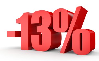 Kapalı yüzde 13 indirim. Beyaz arka plan üzerinde 3D çizim.