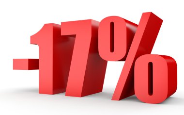 Yüzde 17 kapalı indirim. Beyaz arka plan üzerinde 3D çizim.