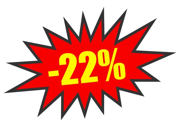 Sconto del 22%. Illustrazione 3D su sfondo bianco . — Foto Stock