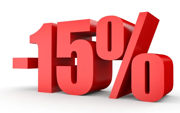 Kapalı yüzde 15 indirim. Beyaz arka plan üzerinde 3D çizim.