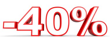 Kapalı yüzde 40 indirim. Beyaz arka plan üzerinde 3D çizim.