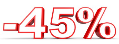 Kapalı yüzde 45 indirim. Beyaz arka plan üzerinde 3D çizim.