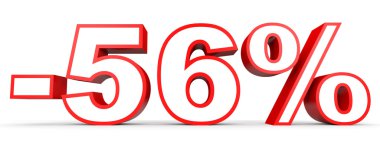 Kapalı yüzde 56 indirim. Beyaz arka plan üzerinde 3D çizim.