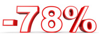 Kapalı yüzde 78 indirim. Beyaz arka plan üzerinde 3D çizim.