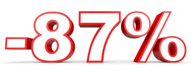 Yüzde 87 kapalı indirim. Beyaz arka plan üzerinde 3D çizim.