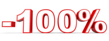 Yüzde 100 kapalı indirim. Beyaz arka plan üzerinde 3D çizim.