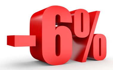 Kapalı yüzde 6 indirim. Beyaz arka plan üzerinde 3D çizim.