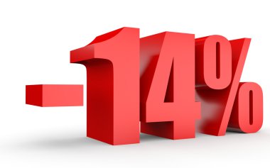 Kapalı yüzde 14 indirim. Beyaz arka plan üzerinde 3D çizim.