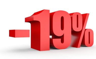 Kapalı yüzde 19 indirim. Beyaz arka plan üzerinde 3D çizim.