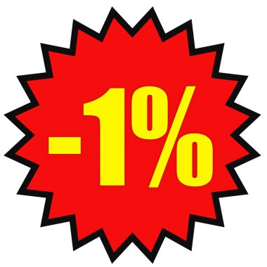 Yüzde 1 kapalı indirim. Beyaz arka plan üzerinde 3D çizim.