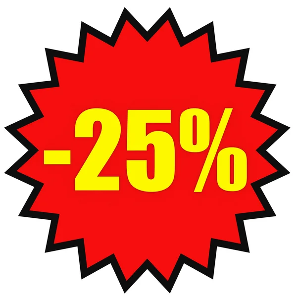 Sconto del 25%. Illustrazione 3D su sfondo bianco . — Foto Stock